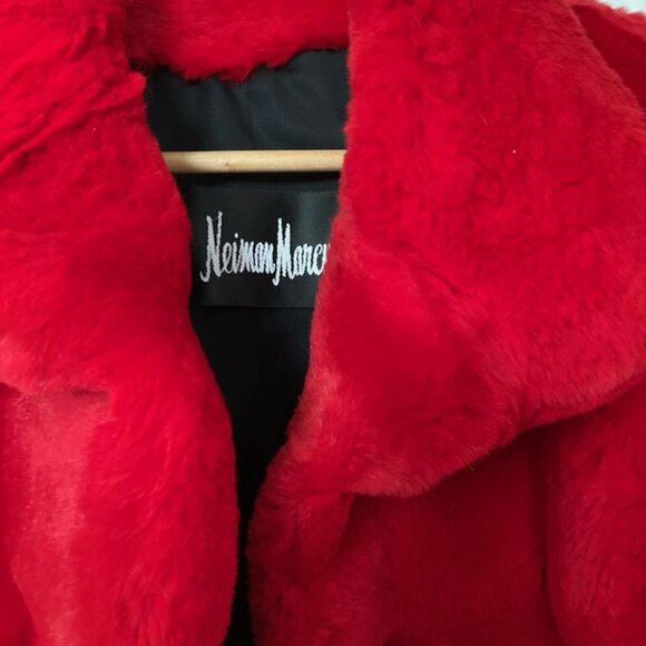 Neiman Marcus Red Rabbit Fur Coat Size 6 - Picture 2 of 3